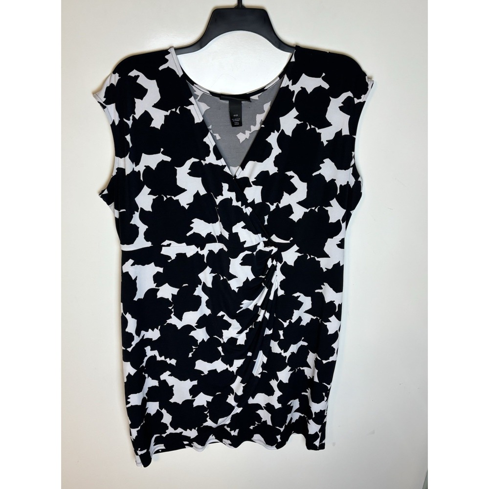 Lane Bryant Black/White V neck Faux Wrap Dress Sleeveless Size 18/20